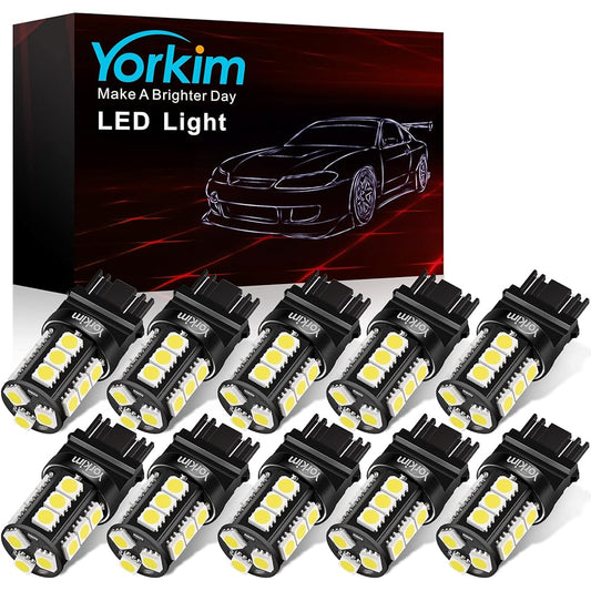 Yorkim 3157 18-SMD 5050 Wedge LED White 12V Brake Light High Brightness Environmental Energy Saving Lamp (Set of 10)