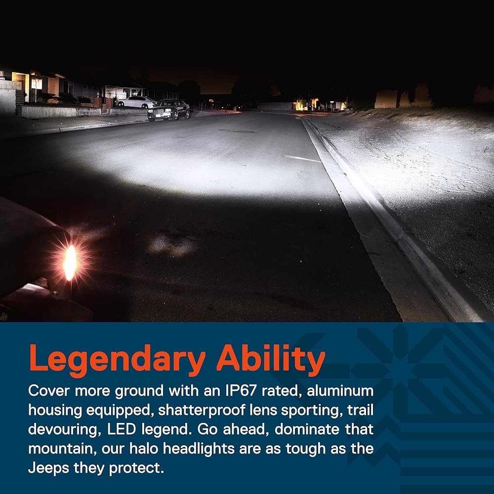 TRUE MODS 7 inch H6024 LED Head Light Jeep Wrangler JK Unlimited JKU TJ LJ CJ TJ Accessories [Halo DRL] [Amber Winker] [High/Low Shield Beam] Headlight Chevrolet Ford GMC Dodge Mazda Nissan Nissan