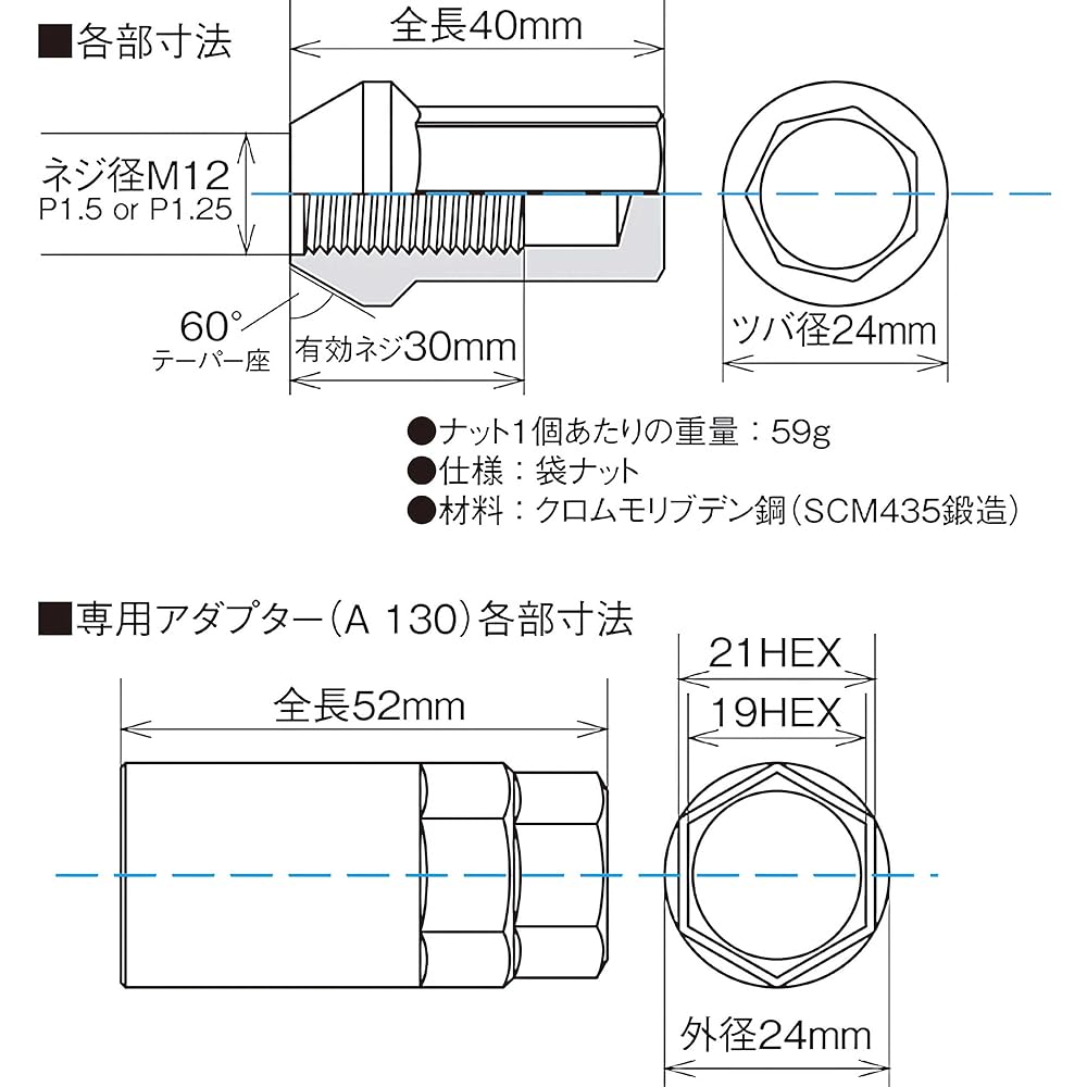 Kyoei Sangyo HEPTAGON CALIBER 24 M12×P1.25 Quantity: 20P Black HPC03K