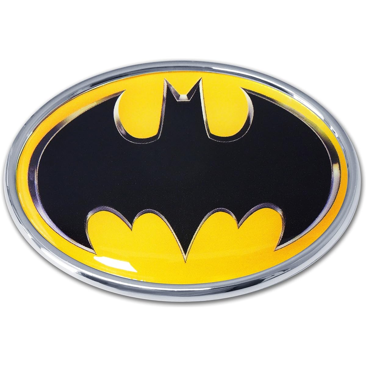 Batman yellow oval chrome emblem