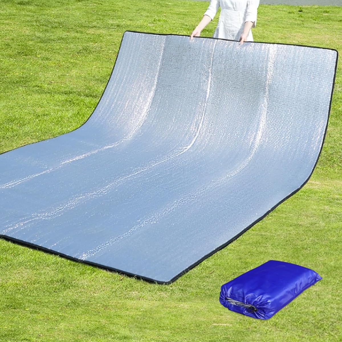 SCIVEI Silver Mat, Aluminum Sheet, Leisure Sheet, 250cm x 200cm, Picnic Mat, For Camping, Inner Tent Mat, Insulation, Thick Insulation Sheet, Thermal Sheet, Heat Retention, Waterproof, Cold Protection, Disaster Prevention, Storage Bag Included, Sports Da