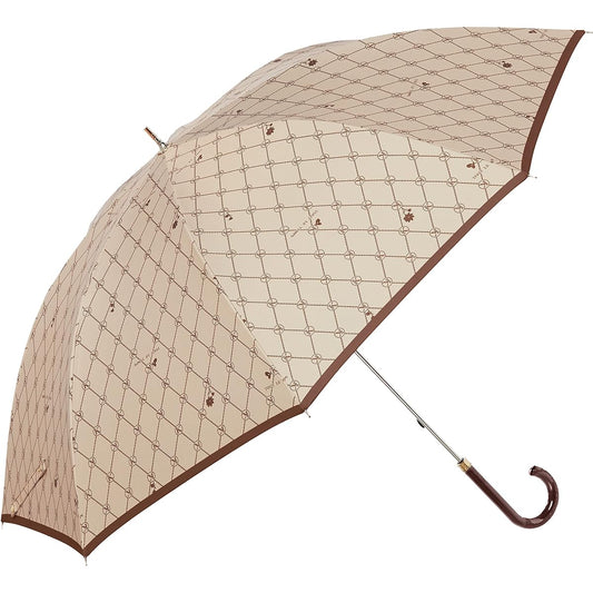 [Cocochi] MOONBAT Monogram Women's Umbrella, Rain Umbrella, Long Umbrella, Sunny and Rainy Umbrella, Women's Gift, 10666 [UV Shielding, Light Shielding, Heat Shielding Effect, Super Water Repellent, Lightweight] 21-353-10666-00 Brown, Rib Length: Approx.