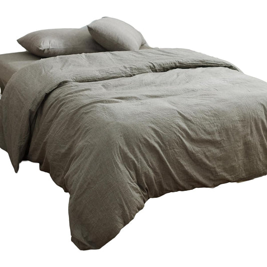 Duvet Cover Queen 210x210cm Gray Organic Cotton Washed Cotton 100% Mite Resistant Duvet Cover
