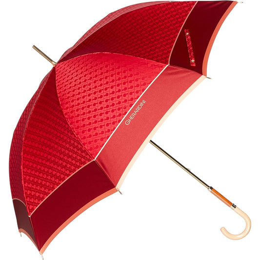 [Gherardini] AURORA 1GD 11001-01G Logo Jacquard Yarn-dyed Hand-Opening Long Umbrella (Made in Japan) Women's Red Japan Outer Rib 60cm (FREE Size)