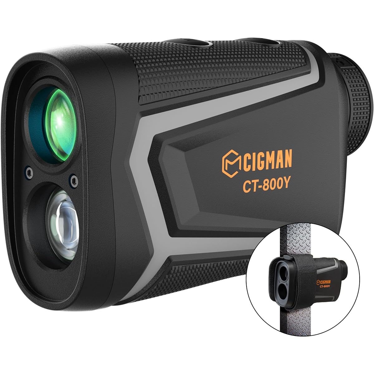 CIGMAN CT-800Y Golf Laser Distance Meter, Compatible with 166.3 ft (800 m), Small, Lightweight, High Low Difference Measurement On/Off, Flaglock Function, Vibration Function, 6x Optical Telephoto,