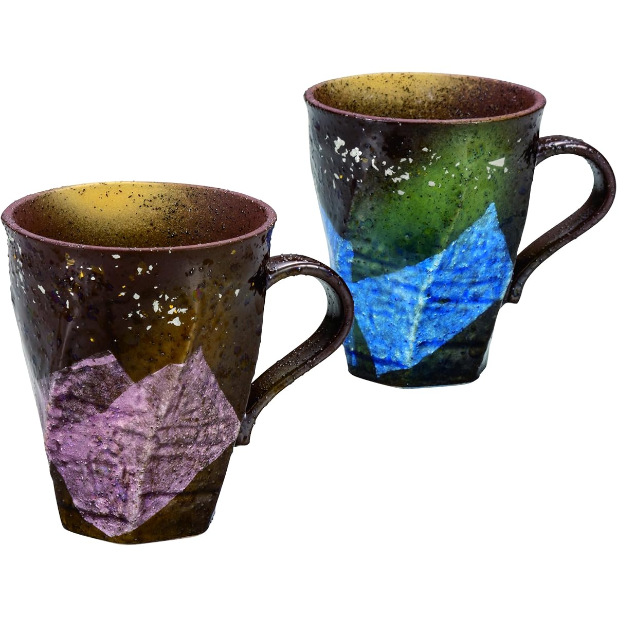 Kutani ware pair mug silver color gold and silver chirashi