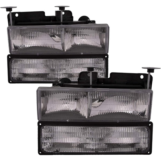 HEADLIGHTSDEPOT Chrome Housing Halogen Head Light Chevrolet GMC Blazer Silvarad C/K 1500 2500 3500 Sabban HD Chevrolet Pickup JIMMY/Yukon 150 with left and right head lamps