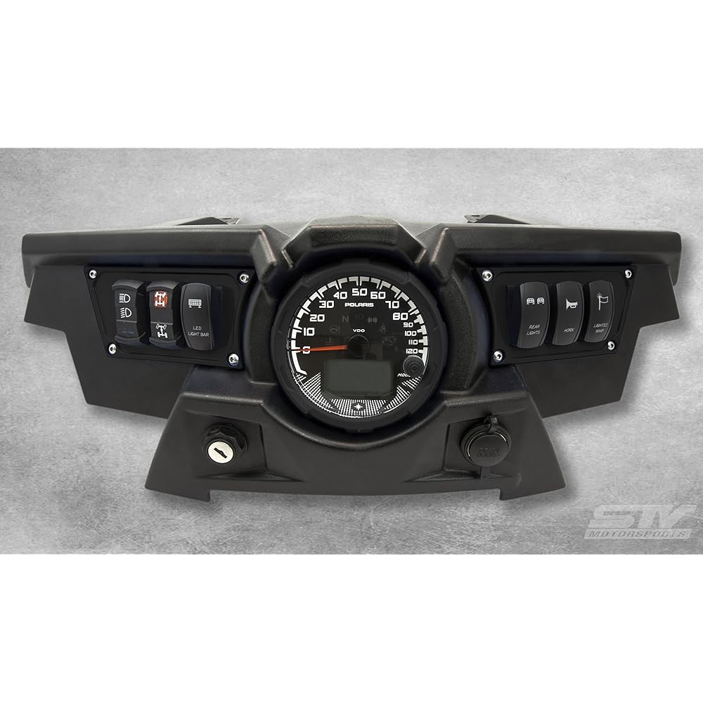 STVMotorsports Custom Aluminum Black Dash Panel for 2015-2018 Polaris RZR XP 900 with 4 Laser Rocker Switches