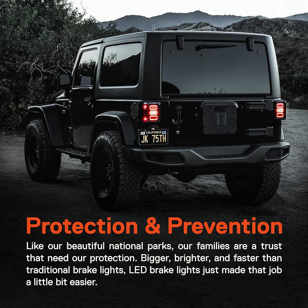 True Mods LED LED Reartail Light replacement JEEP WRANGLER [Hexagon Design] [Smoke Lens] [Plug and Play] LED Brake Light Jeep Wrangler JK JKU UNLIMITED Accessories 2007-2018
