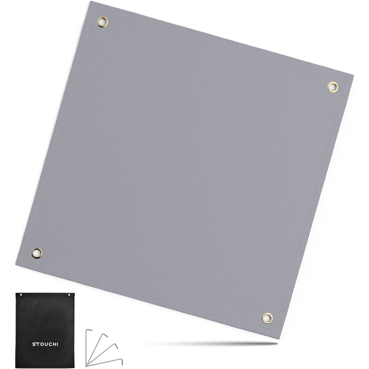 Silver bonfire sheet, bonfire stand sheet, non-itchy, 50cm x 50cm, bonfire stand sheet, glass fiber, silicone coating on both sides, heat resistant, flame retardant, camping, ground and grass protection, pegs included