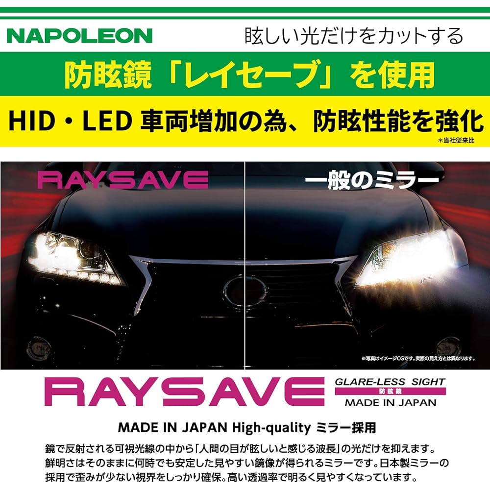 TANAX Bike Mirror Napoleon Shark Mirror 4 Black Anti-glare Mirror [RAYSAVE] Right and left common 10mm forward and reverse screws included AOS4