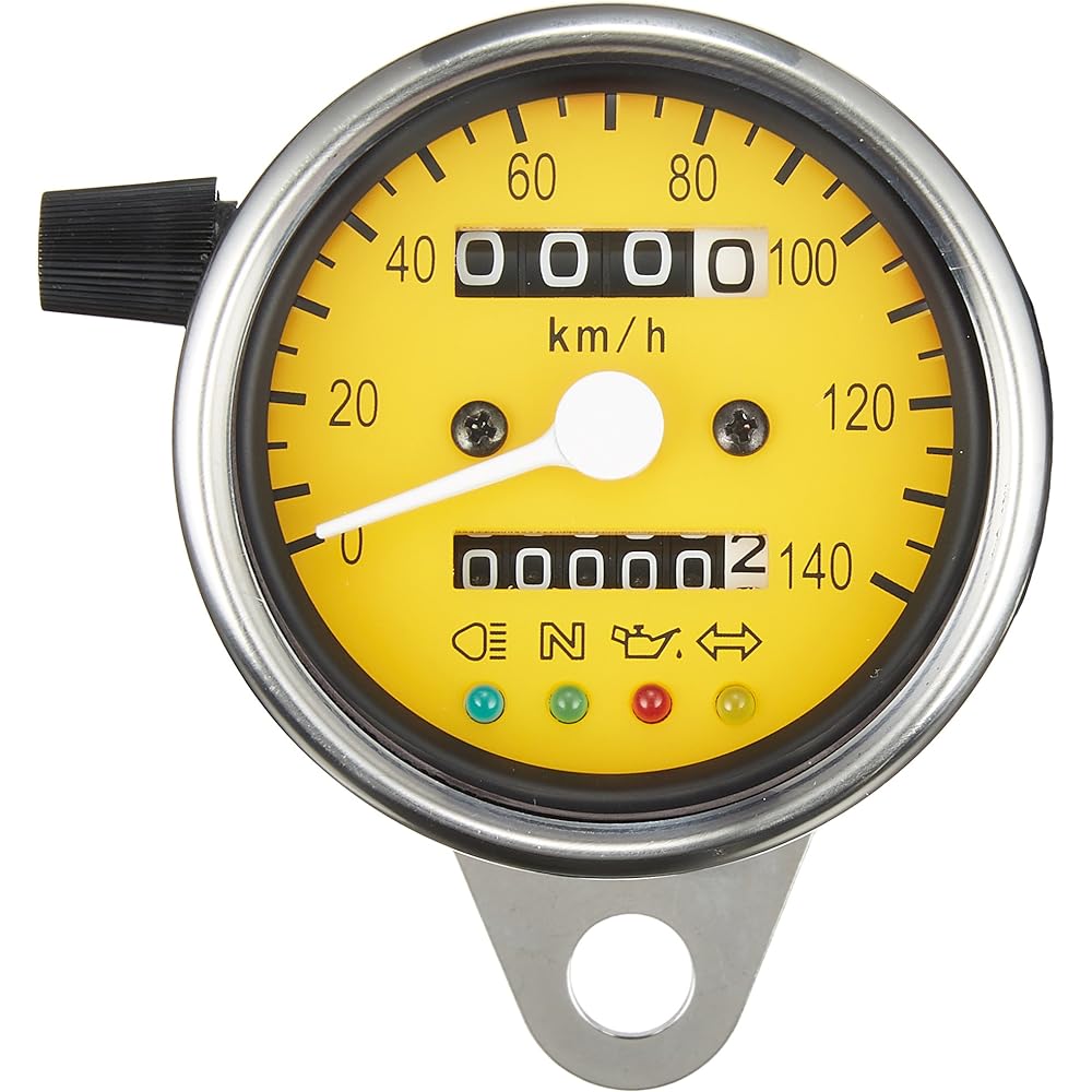 POSH Motorcycle Supplies LED Backlight 4 Indicator Mini Meter Mechanical Yellow Panel SR400 FTR223 Estrella etc. 100014-83