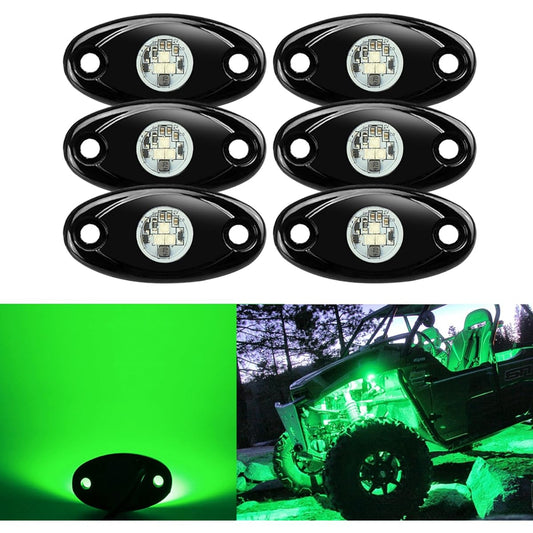 6 AMPPER LED lights, waterproof for car trucks waterproof Neon undergrain light ATV UTV SUV off -road board under body grail lig lamp (green)