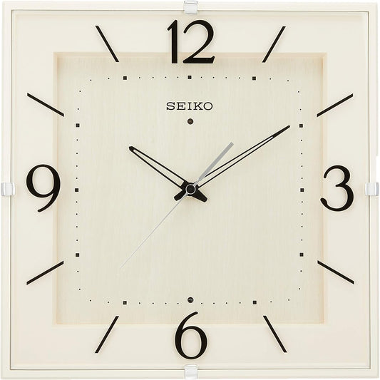 Seiko Clock Wall Clock Natural Radio Analog Square Ivory Wood Grain Pattern KX398A