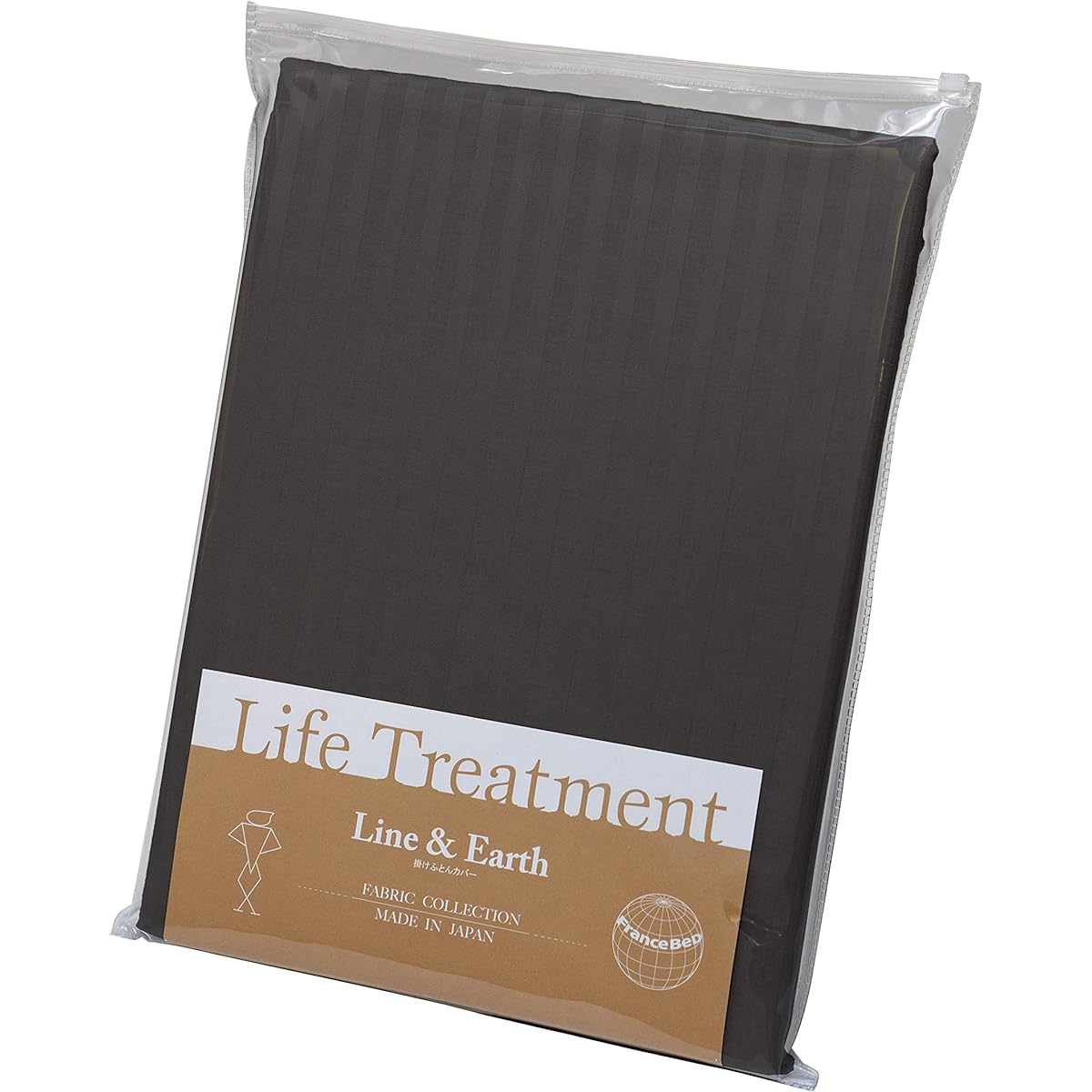 [Genuine France Bed product] Duvet cover Charcoal Gray King (260x210cm) "Line & Earth Comforter Case" 100% cotton (dobby weave) U-shaped zipper for easy making Made in Japan 36654880