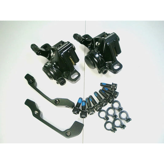 Shimano Mechanical Disc Brake BR-M375 Black Front and Rear Set IS Mount Adapter Included 302