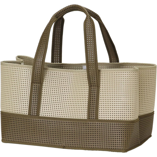 SPICE OF LIFE Light Container Bag Brown Large Capacity 35L Lightweight Washable Load Capacity 18kg Tote Wide Gusset Mom Bag Travel Camping EVA Mesh PTLN2010BR