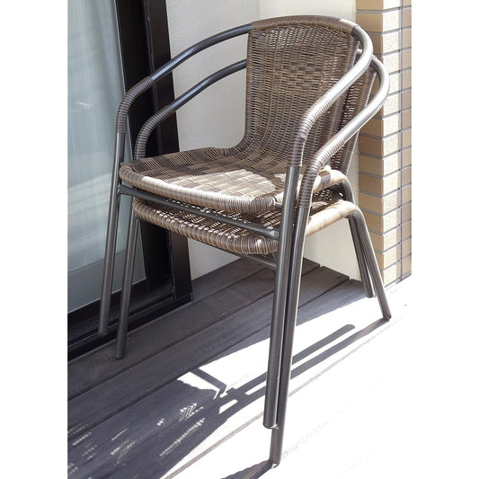 Living Out Garden Chair, Rattan Style, Set of 4, Stackable, Width 52cm x Depth 59cm x Height 74cm, Seat Height 41cm, Outdoor Garden, Load Capacity 80kg