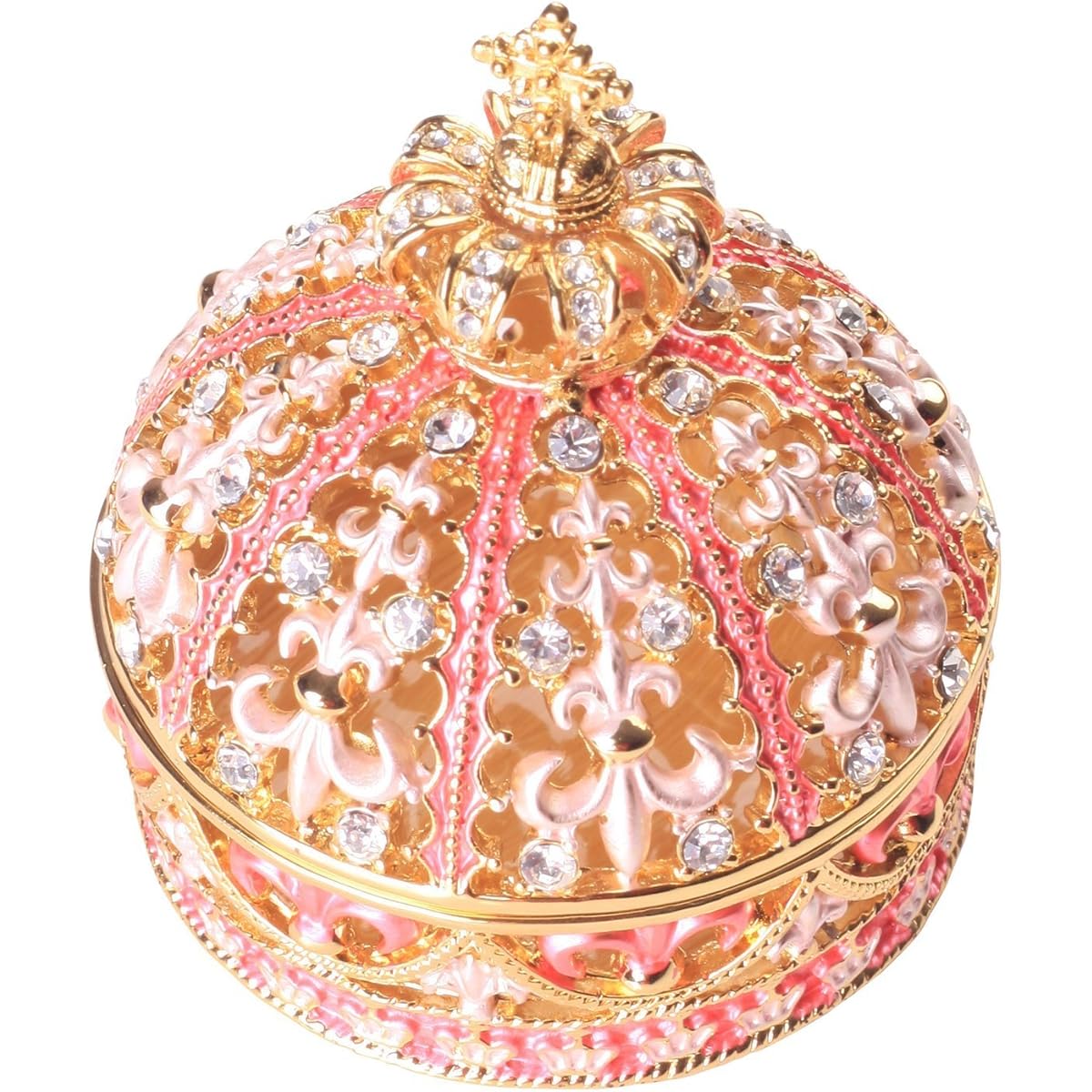 Top brand of crystal jewelry boxes Piearth <Crown (pink) Crown> Jewelry box [Pierth directly managed shop]