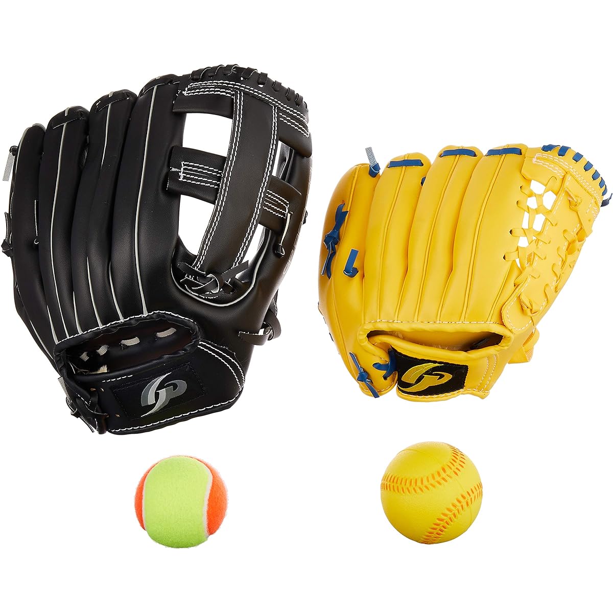 GP Baseball Gloves Parent-Child Set for Catch Ball, Easy Magic Catch Specification, Comes with 2 Types of Balls [Set for Adults and Children (For Lower Grades)]