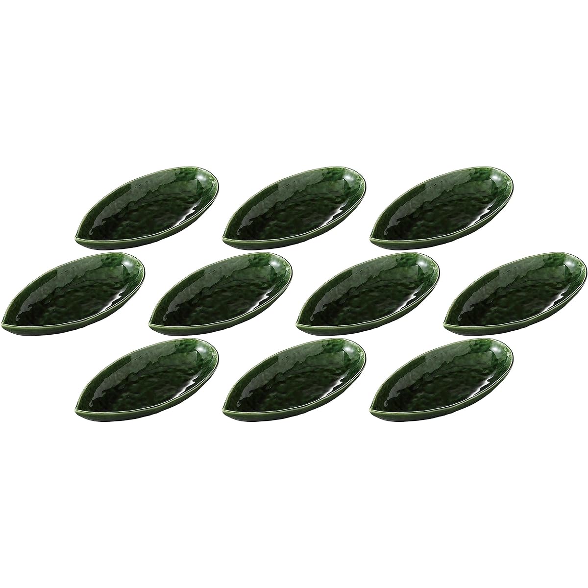 Set of 10 Oribe leaf multi-use pots (small) [26.5 x 13.6 x 3.5cm] [Moribachi]