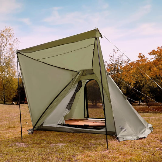 TIMBER RIDGE Tent Tipi Tent for 1-2 People Frame Type Two Pole Tent Bifurcated Pole Double Layer Easy Setup 2 Entrances Ventilation UV Protection Waterproof Windproof Compact Storage Camping Outdoor