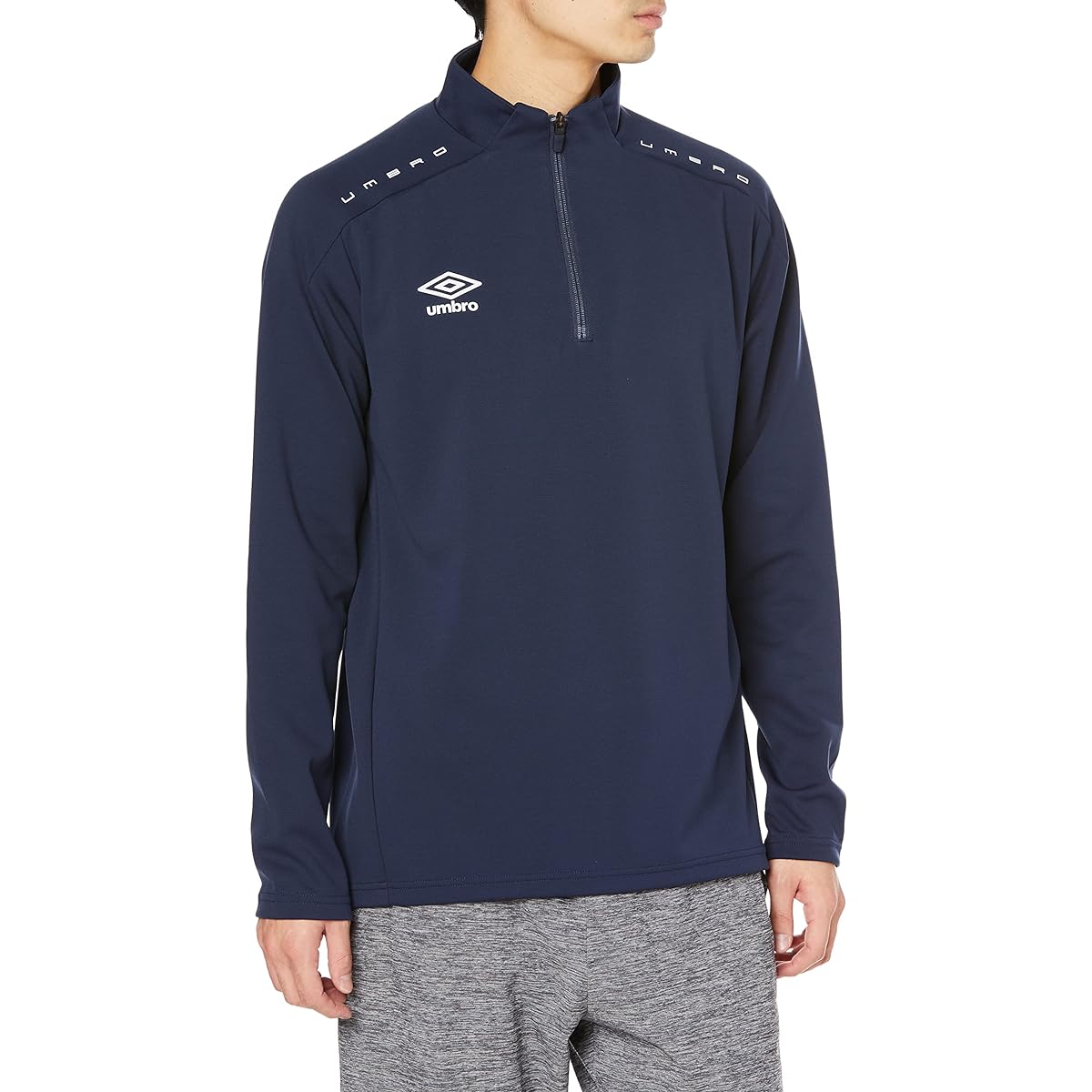 [Umbro] Soccer Jersey, Long Sleeve, Half Zip, Sweat Absorbent, Quick Drying, Dry, Stretch, Practice, Club Activities, Training, Men's