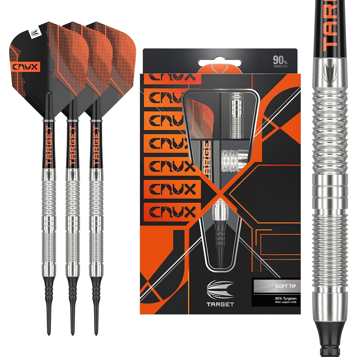 Target Darts Crux 10 20G Tungsten 90% Soft Tip Dart Set