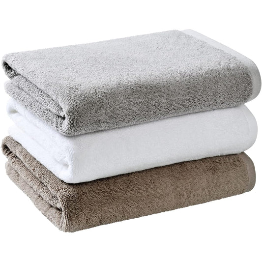 [Set of 3 colors] Set of 3, 100% GOTS certified organic cotton from Turkey, large bath towel, 70x140, fluffy, highly absorbent, quick drying, skin and environment friendly, uses organic natural dyes, Ecolux