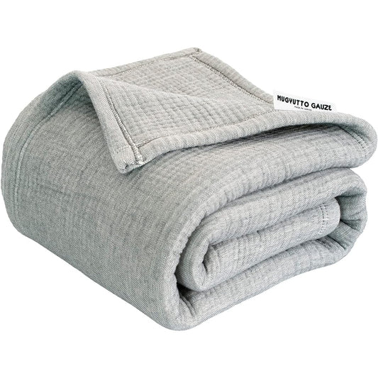 [oruta] Japanese Towel Blanket, Mugyutto, Domestic Gauze Blanket, Single Blanket, All Seasons, Thick, Washable, Fluffy 100% Cotton (Gray)
