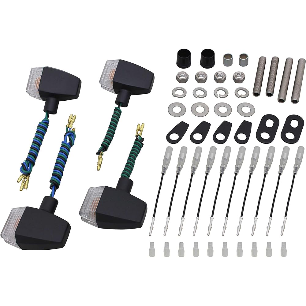 POSH Motorcycle Supplies Turn Signal Classical Slim & Sharp Type Vehicle Specific Set GPZ900R A8~ (Double Ball Specification) Black Body/Orange Lens 038446-56