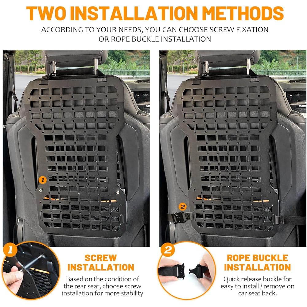 MAIKER OFF ROAD MOLLE Seat Back Organizer MOLLE Panel Removable MOLLE Pouch 4 & 10 Fixed tape 2021 2022 2023 Compatible with Ford Bronco (2 pieces)