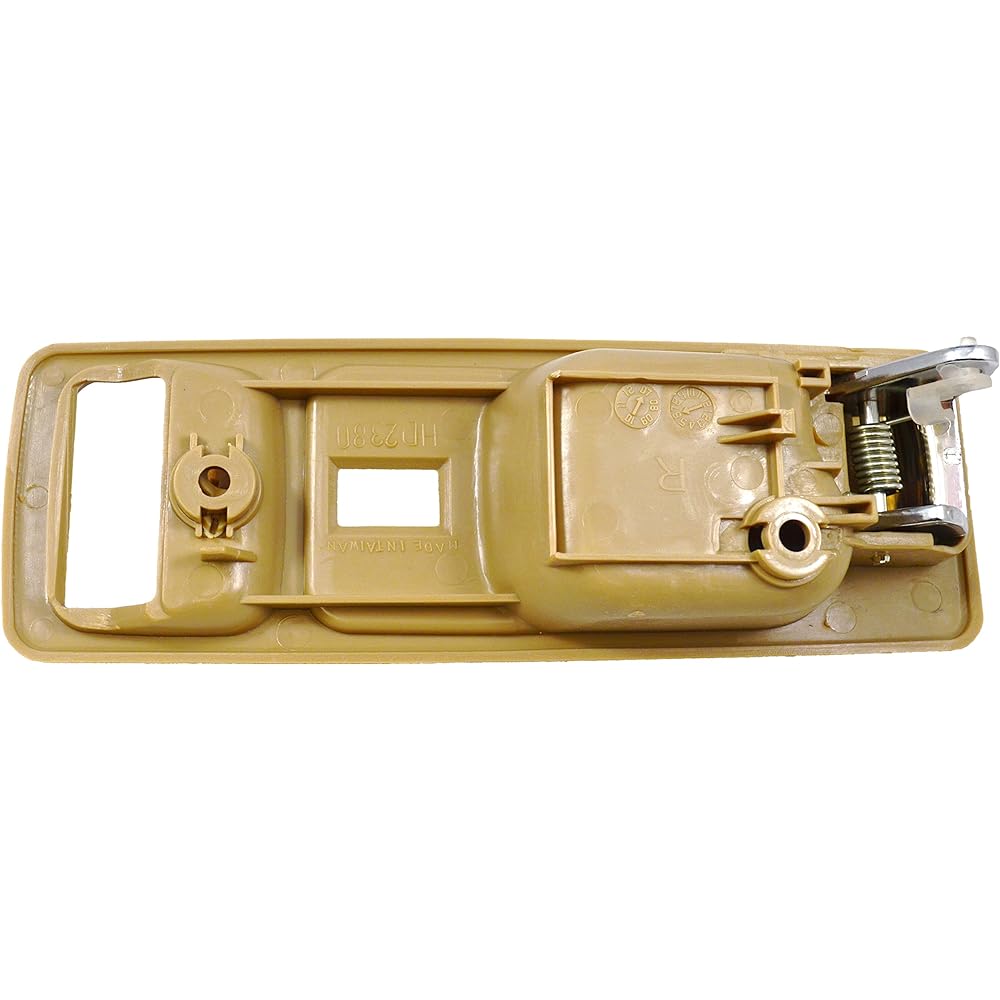 PT Auto Warehouse HO -2380ME -FR -internal door handle beige/tan housing chrome lever -power supply lock hole 2 door coupe passenger seat side