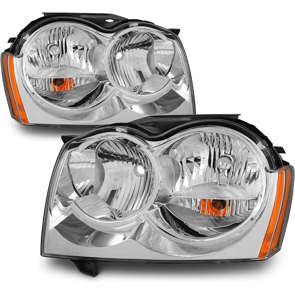 Jeep Grand Cherokee Exchange Headlight Driver/Crome headlamp pair for passenger seats