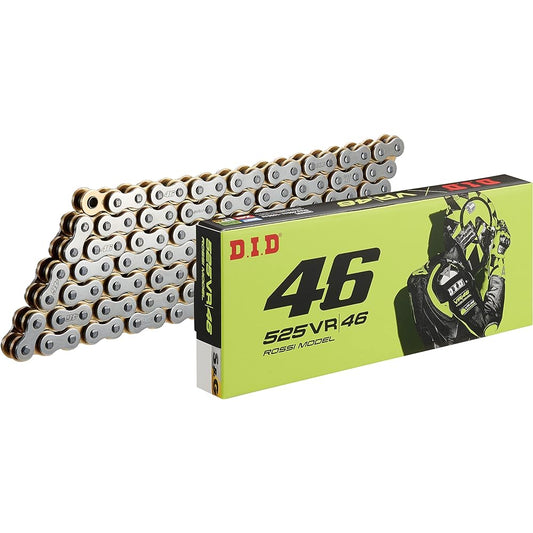 D.I.D (Daido Kogyo) Motorcycle Chain Caulk Joint Included 525VR46-120ZB S&G (Silver & Gold) X-Ring