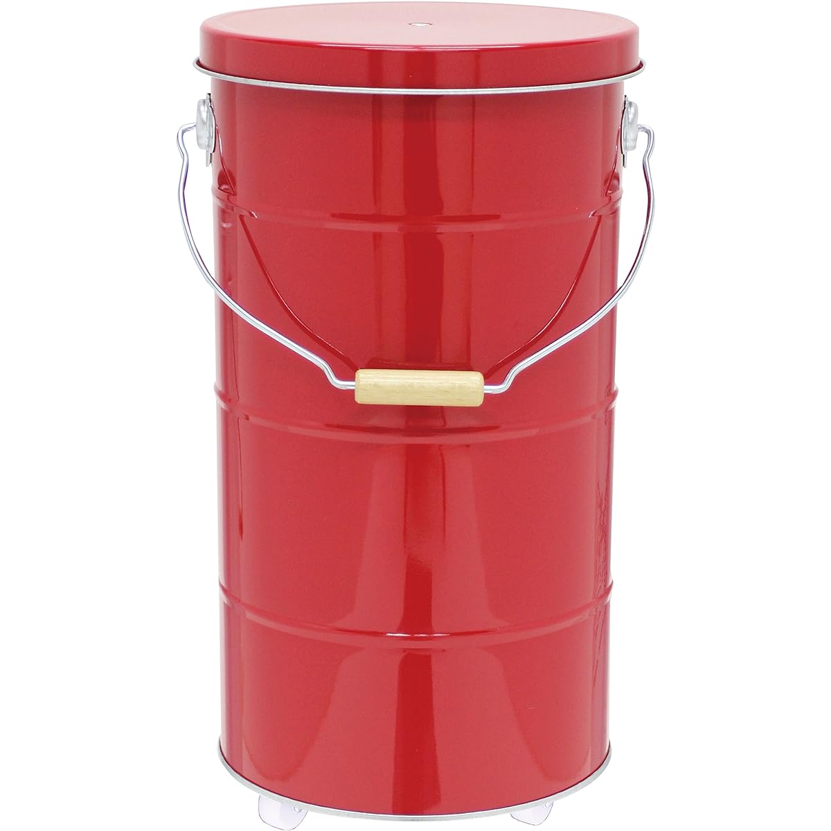 OBAKETSU Watanabe Metal Industry Rice Stocker 10Kg Red with Casters RSK10R Large