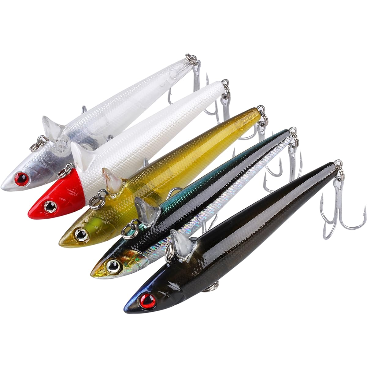 Sea bass sinking vibration 16g 77mm minnow lure set of 5