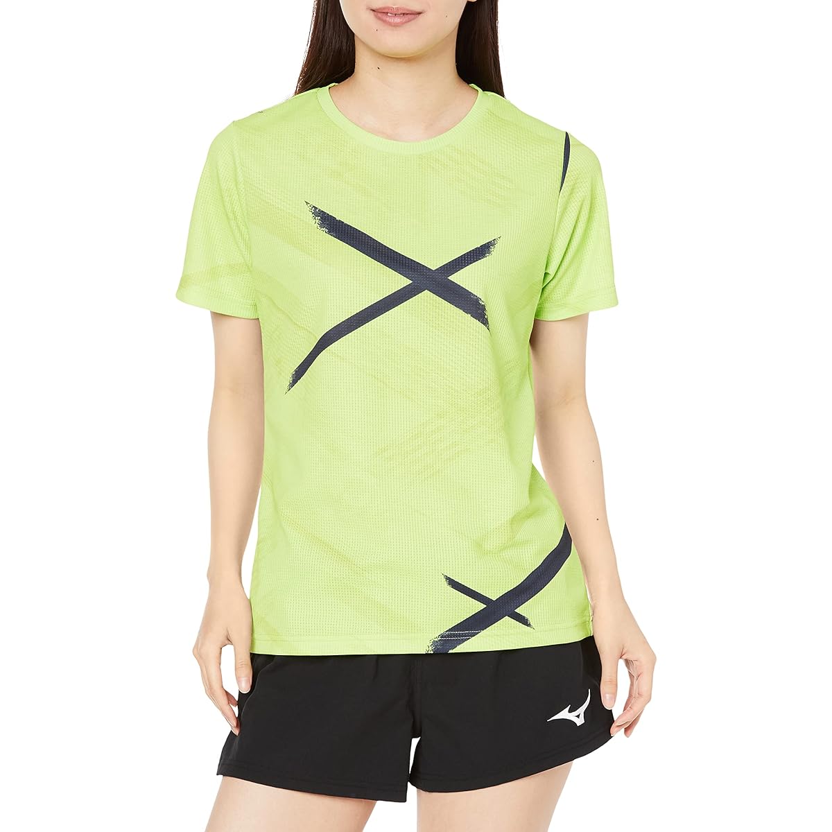 Mizuno 32MA2321 Women's Training Wear, Dry Aeroflow, Short Sleeve T-Shirt, Synergy Design, Player-linked Pattern, Highly Breathable, Sweat Absorbent, Quick Drying, Sports