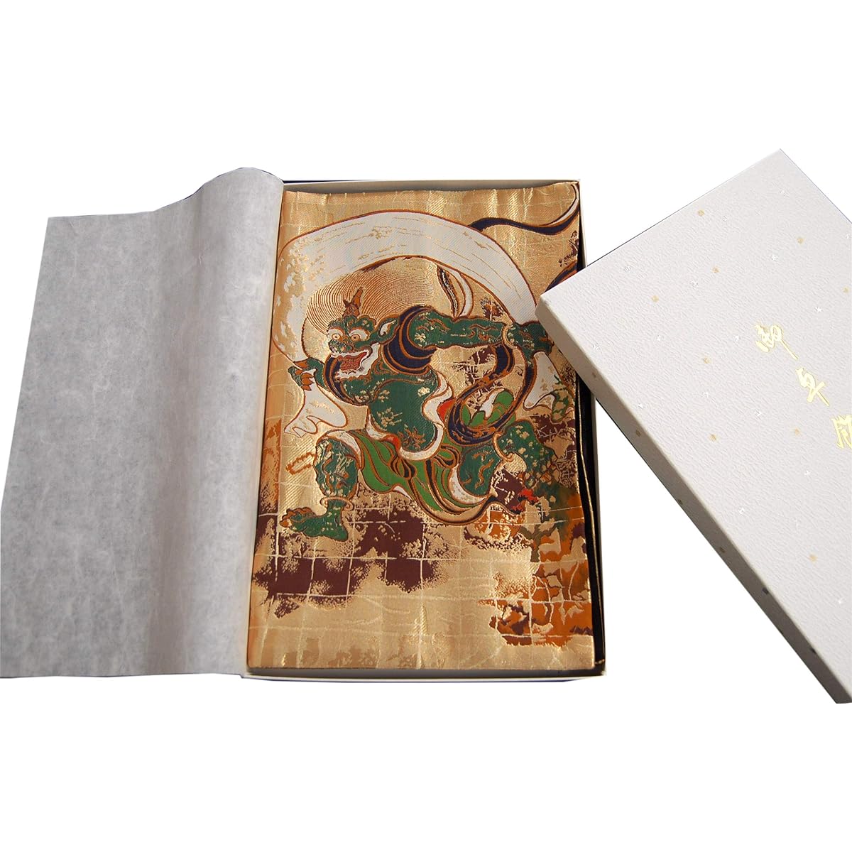Japanese Style Kimono Table Runner, Obi, Boxed, Packaged, Great as a Japanese Souvenir, 120cm (Fujin Raijin), Perfect as a Gift, Packaged