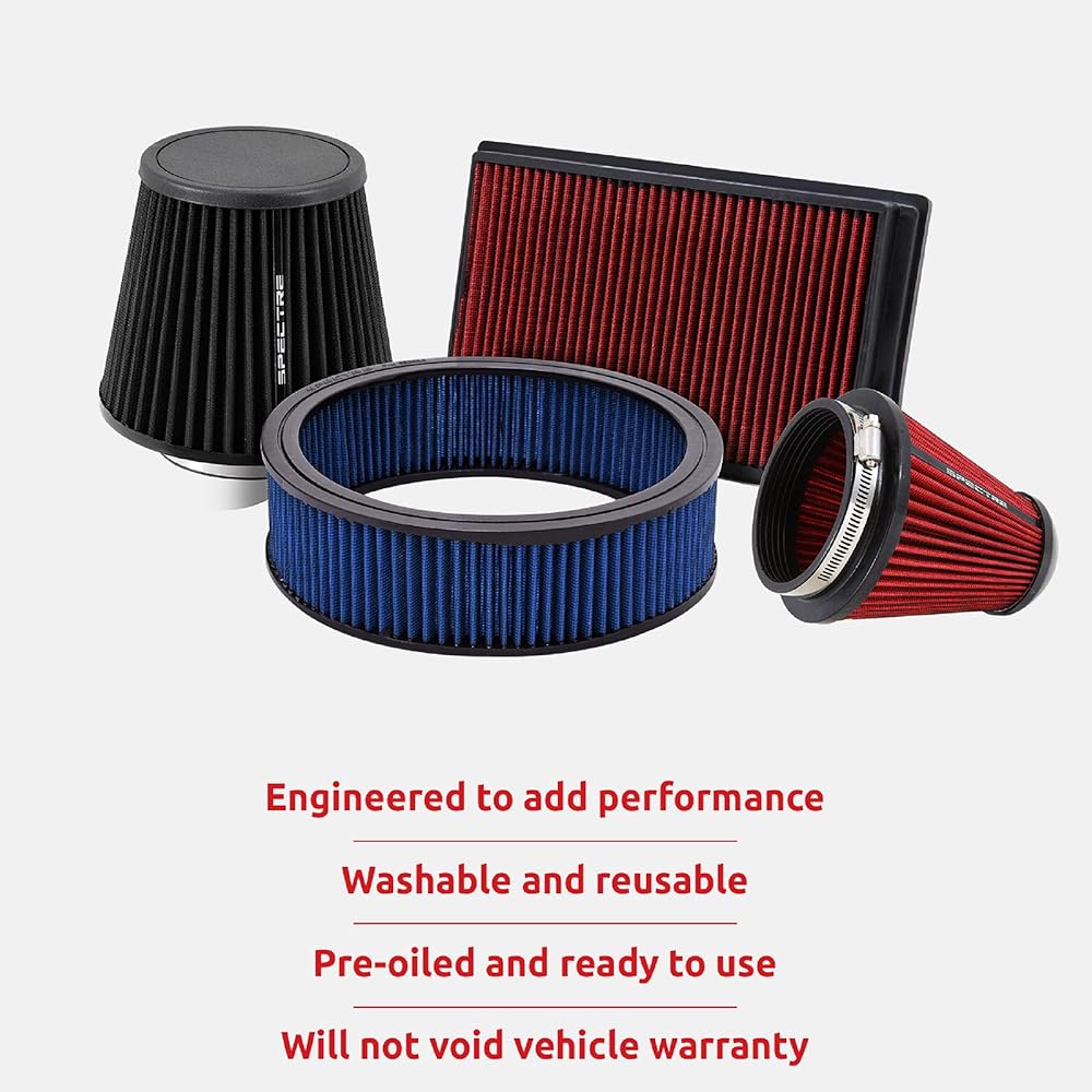 SPECTRE Universal Clamp-on Air Filter High-performance Washable Filter: Round Tapered Flange ID 269mm Height 152mm Base 121mm Top SPE-9731 Black