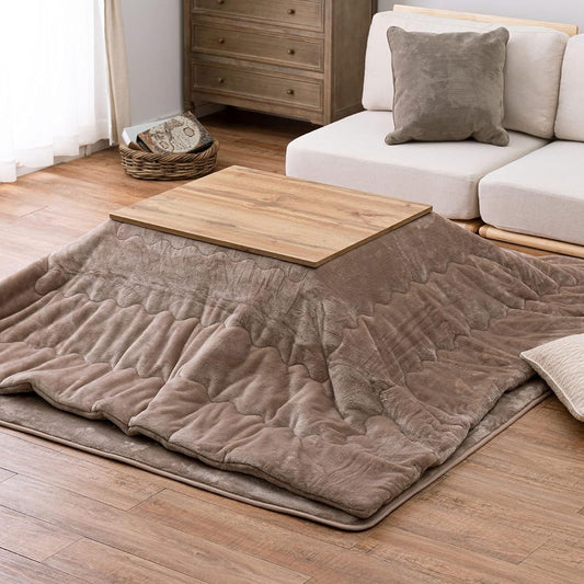 Hagiwara Kotatsu Futon, Beige, Approx. 190 x 240 cm, "Meringue Touch", Machine Washable, Flannel Fabric, Dull Color