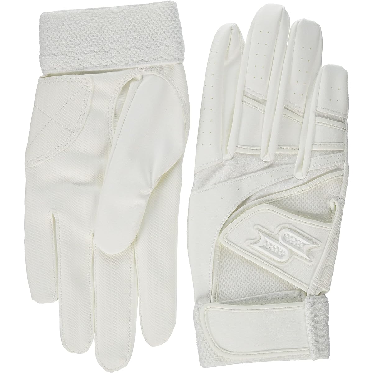 SSK Baseball Batting Gloves Compatible with High School Baseball, Both Hands EBG3005W White L