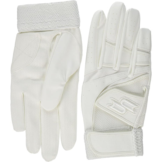 SSK Baseball Batting Gloves Compatible with High School Baseball, Both Hands EBG3005W White L