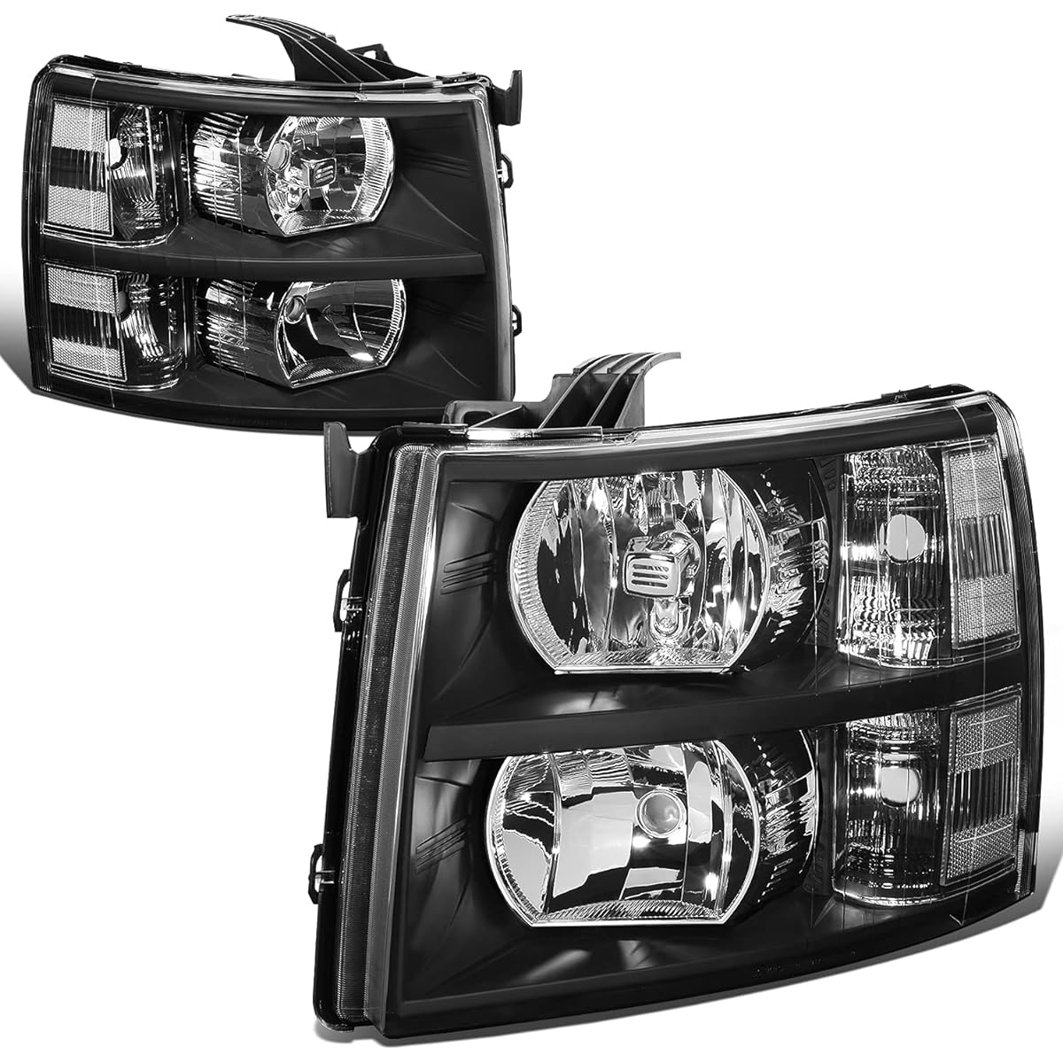 DNA MOTORING HL-OH-CSIL07-BK-CL1 Black Housing Headlight 07-13 Sylvarad 1500/07-14 Silvarad 2500 HD 3500