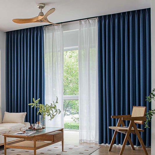 YASUBA Curtains, Completely Blackout, Set of 2, Ready-made, Width 100cm, Length 220cm, Insulation, Heat Retention, Soundproofing, UV Protection, Washable, Machine Washable, For Children's Rooms, Rooms, Bedrooms (Width 100cm, Length 220cm, Navy Blue)