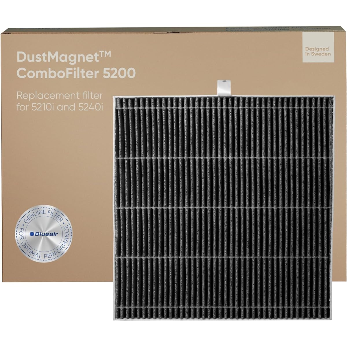 BLUEAIR DustMagnet 5200 Series Combo Filter Genuine Replacement Filter DustMagnet 5240i 5210i Home Air Purifier for Dust, Viruses, Bacteria, Smoke, Allergies
