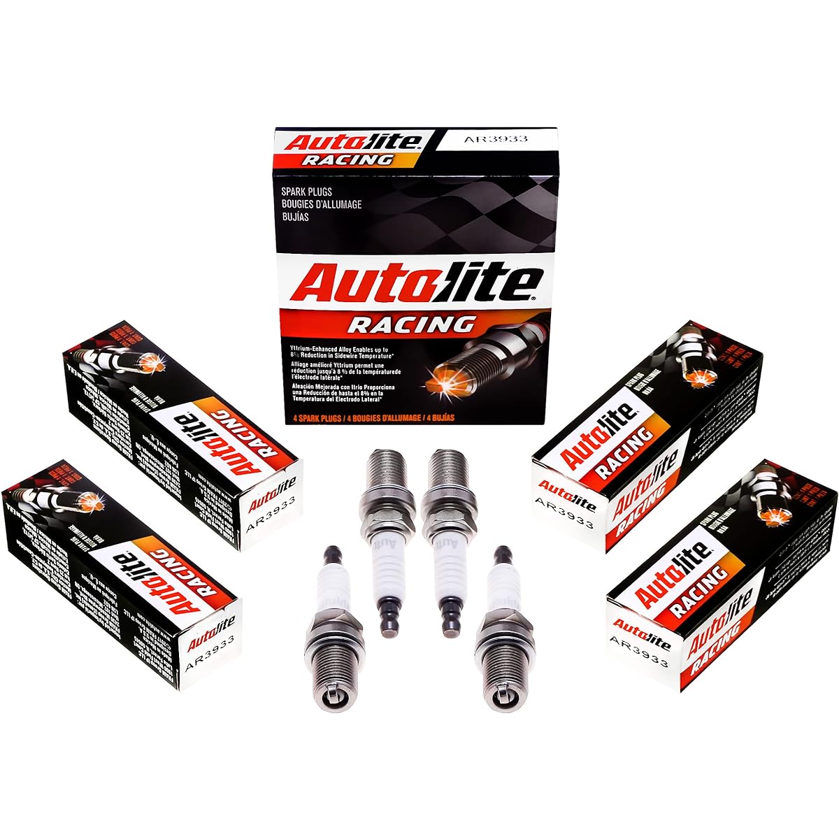 Autolite AR3933 High Performance Racing Non-Resistor Spark Plug, 4 Pack