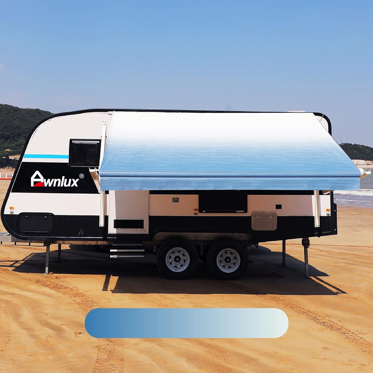 AWNLUX RV Awning Fabric Replacement Heavy Duty Waterproof 4-Ply Vinyl Camper Awning Fabric - Universal Outdoor Canopy for Camper Awning, Ocean Blue - 10ft (Fabric 9'2" x 8")