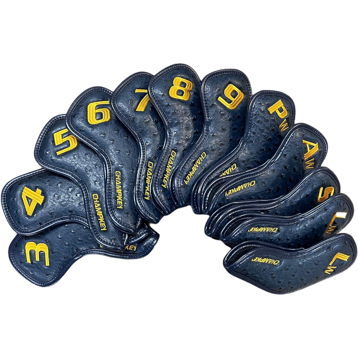Iron Cover Set of 12 Golf Head Cover Iron Cover Set Synthetic Leather (3I~9I, Aw, Pw, Sw, Lw, Lw) Embroidered 12 Pieces Flexible Waterproof Material Lightweight Fabric Protective Cool Wedge Y-14