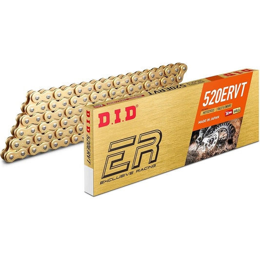 D.I.D Motorcycle Chain Light Press-in Clip Joint Included 520ERVT-114FB G&G (Gold) X-Ring for Two Wheels Motorcycle 358224